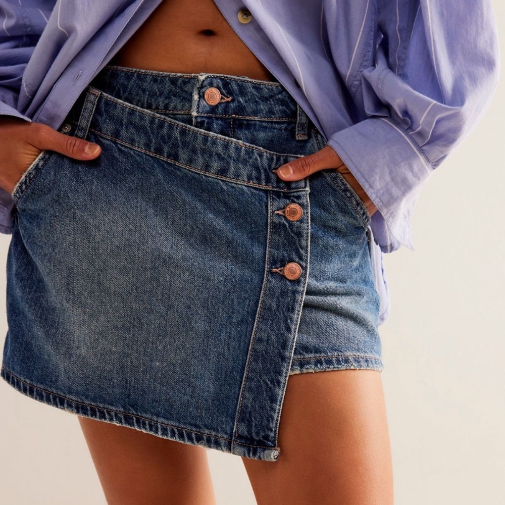 Free People Denim Mini Skirt